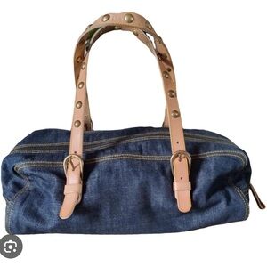 Miu Miu denim bag with leather studded handles